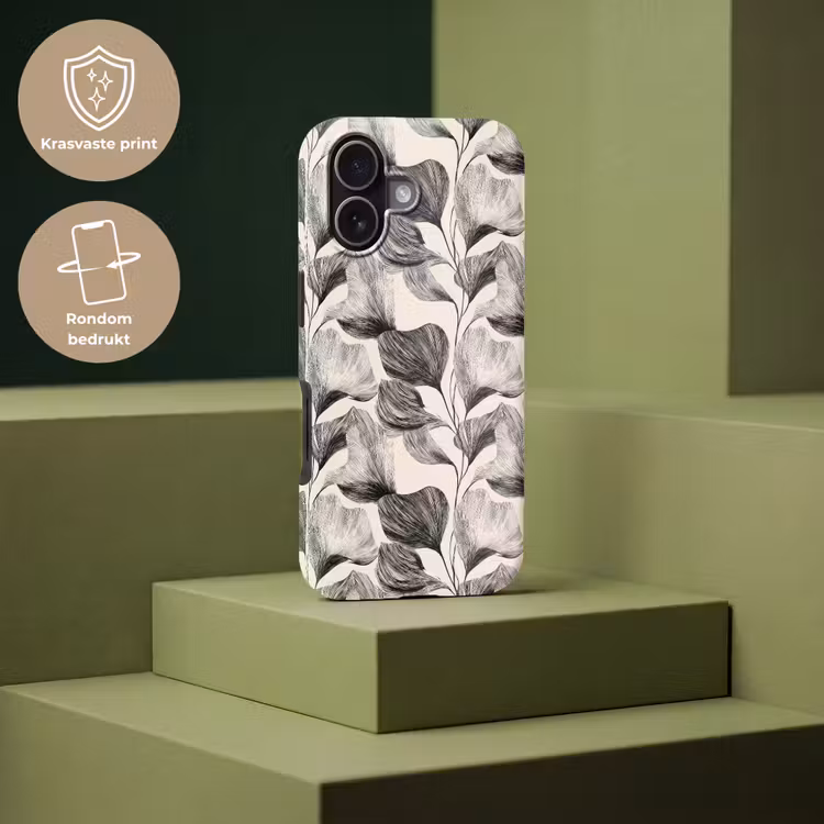 Botanisch - Bladeren - Zwart Toughcase MagSafe Apple iPhone 17 klein 1017 -USP_PrintM_NL