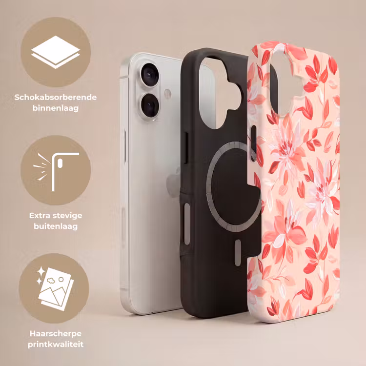 Botanisch - Bloemen - Rood Toughcase MagSafe Apple iPhone 17 klein 1017 -USP_Lagen_NL