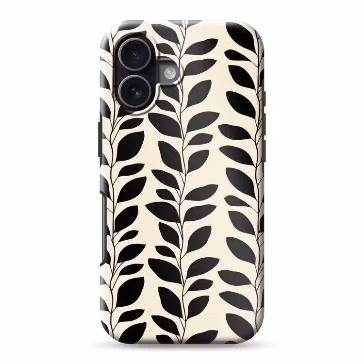 Botanisch - Dessin - Zwart - Beige Toughcase MagSafe Apple iPhone 17 klein 1017 -3d
