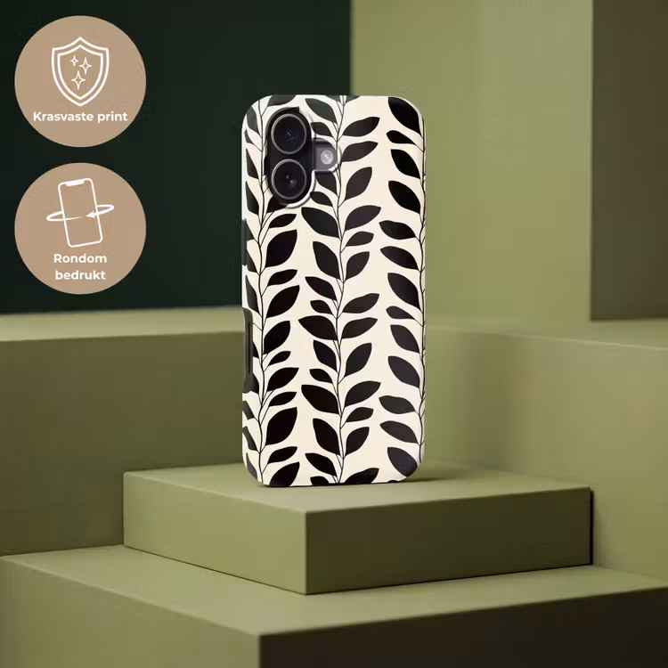 Botanisch - Dessin - Zwart - Beige Toughcase MagSafe Apple iPhone 17 klein 1017 -USP_PrintM_NL