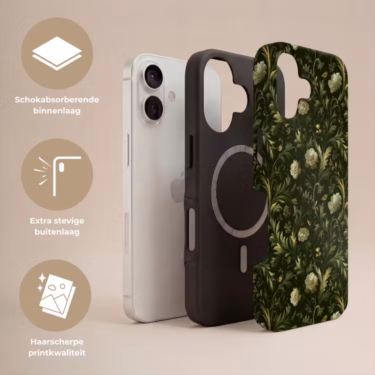 Botanisch - Naadloos - Bloemen Toughcase MagSafe Apple iPhone 17 klein 1017 -USP_Lagen_NL