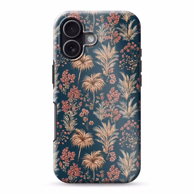 Botanisch - Patroon - Blauw Toughcase MagSafe Apple iPhone 17 klein 1017 -3d