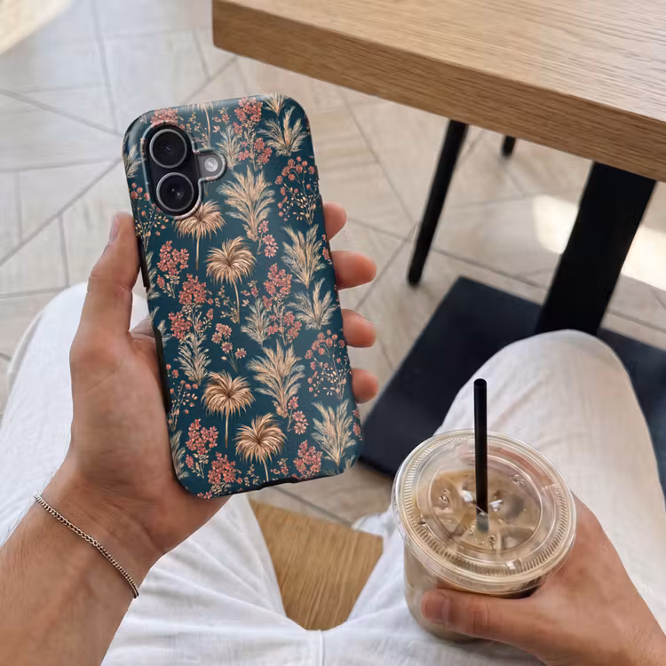 Botanisch - Patroon - Blauw Toughcase MagSafe Apple iPhone 17 klein 1017 -Sfeer1M