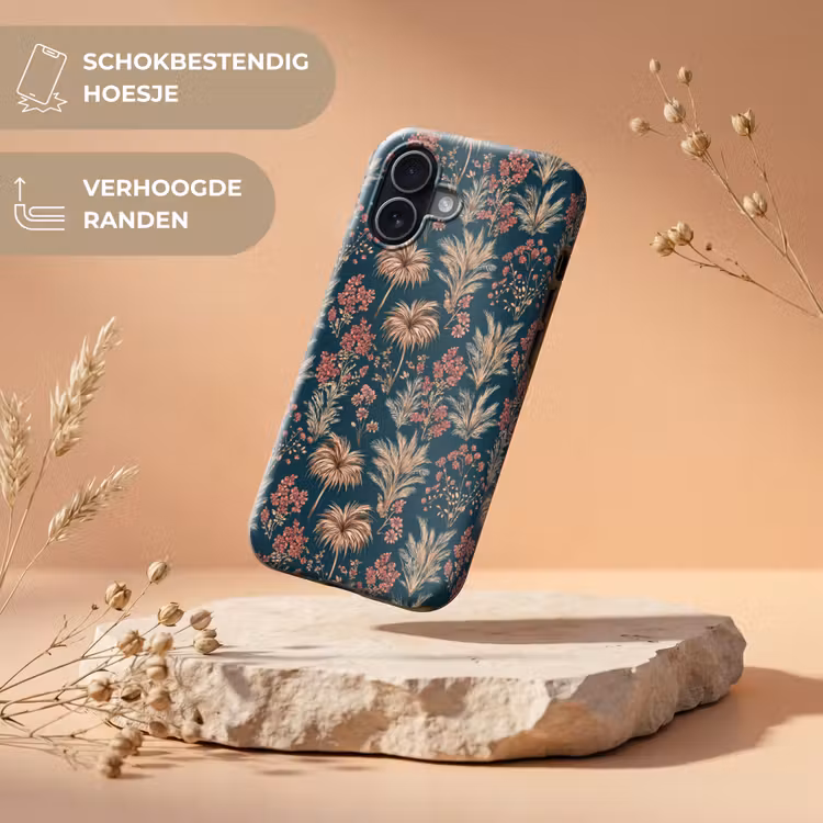 Botanisch - Patroon - Blauw Toughcase MagSafe Apple iPhone 17 klein 1017 -USP_RandenV_NL