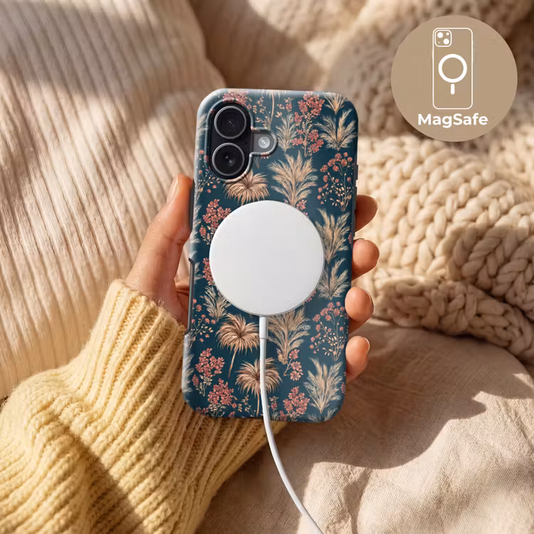 Botanisch - Patroon - Blauw Toughcase MagSafe Apple iPhone 17 klein 1017 -USP_MagsafeV
