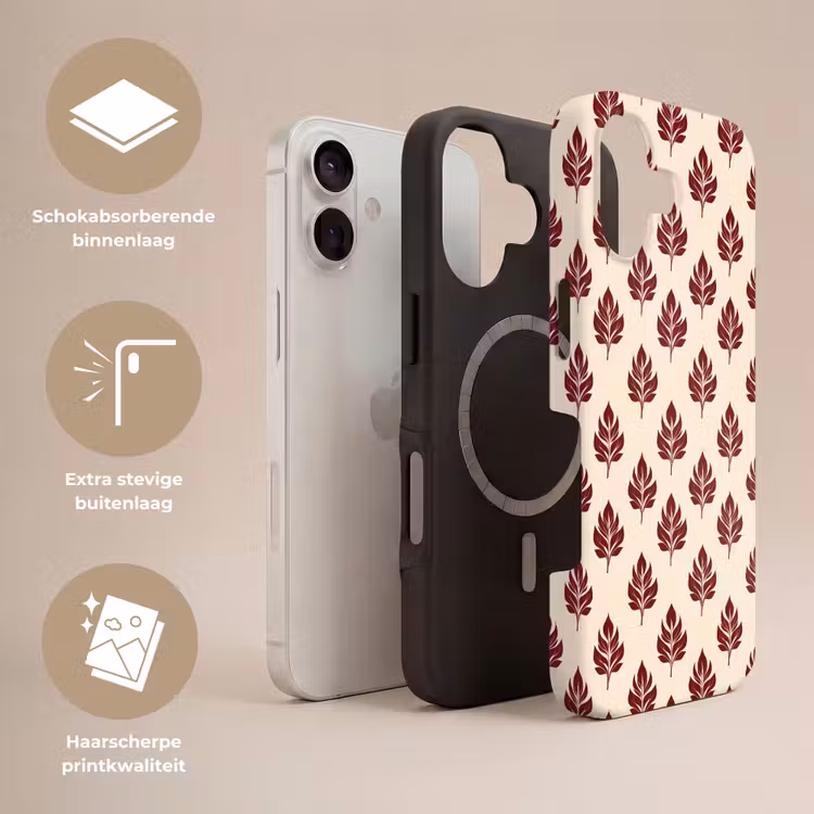 Botanisch - Patroon - Bordeaux Toughcase MagSafe Apple iPhone 17 klein 1017 -USP_Lagen_NL