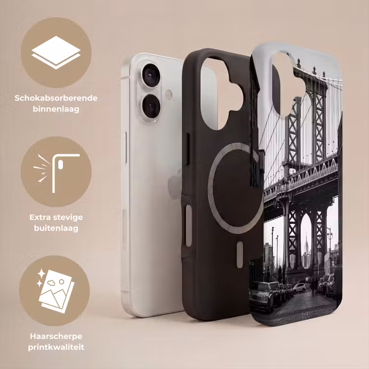Brug - Stad - Architectuur - Modern - Zwart-wit Toughcase MagSafe Apple iPhone 17 klein -USP_Lagen_NL