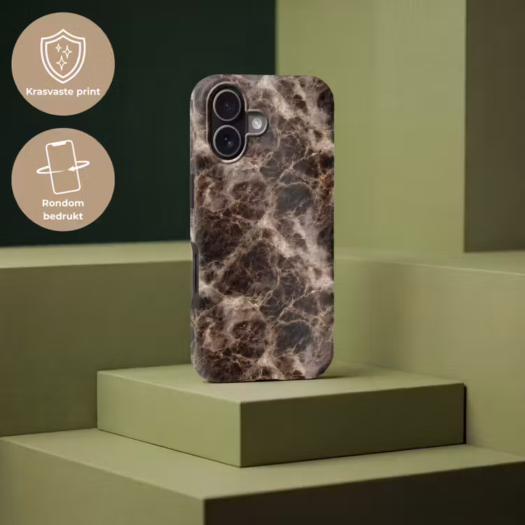 Bruin - Goud - Marmer Toughcase MagSafe Apple iPhone 17 klein 1017 -USP_PrintM_NL