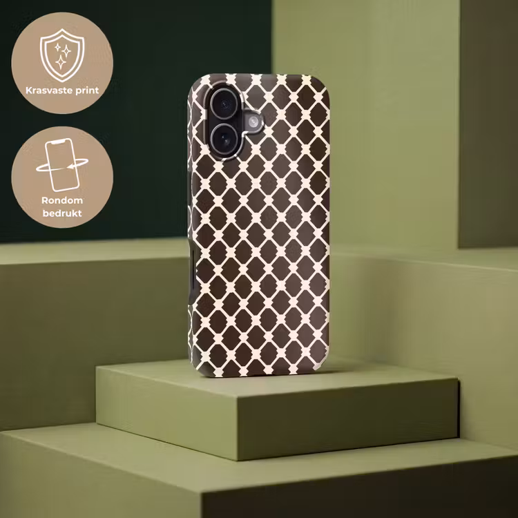 Bruin - Ruitpatroon - Geometrisch Toughcase MagSafe Apple iPhone 17 klein 1017 -USP_PrintM_NL
