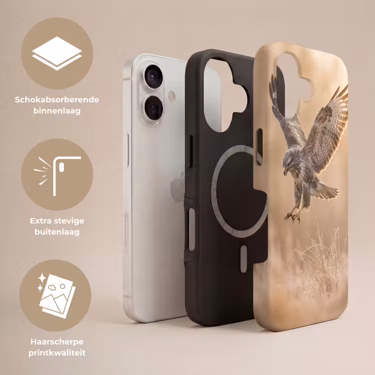 Buizerd - Roofvogel - Natuur - Bruin Toughcase MagSafe Apple iPhone 17 klein -USP_Lagen_NL