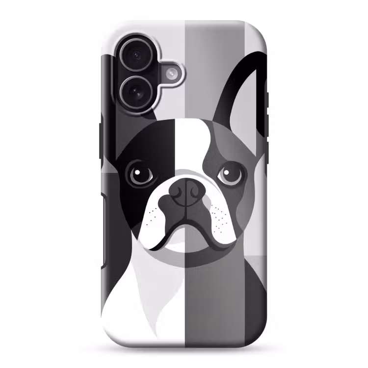 Buldog - Zwart - Abstract - Vlakken Toughcase MagSafe Apple iPhone 17 klein -3d