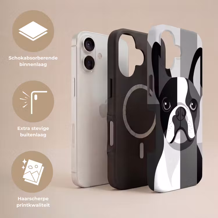 Buldog - Zwart - Abstract - Vlakken Toughcase MagSafe Apple iPhone 17 klein -USP_Lagen_NL