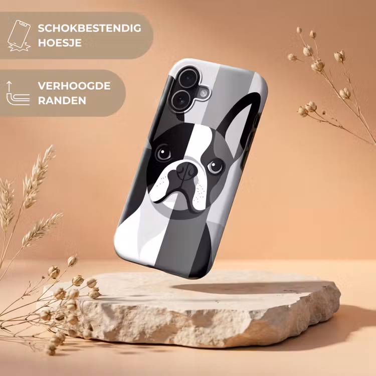 Buldog - Zwart - Abstract - Vlakken Toughcase MagSafe Apple iPhone 17 klein -USP_RandenV_NL