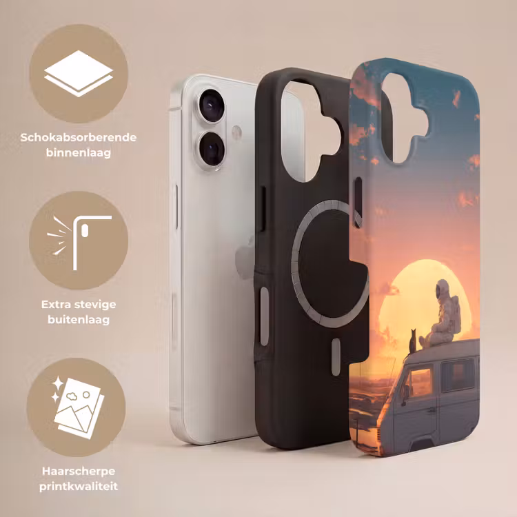 Busje - Kat - Zonsondergang - Oranje Toughcase MagSafe Apple iPhone 17 klein -USP_Lagen_NL