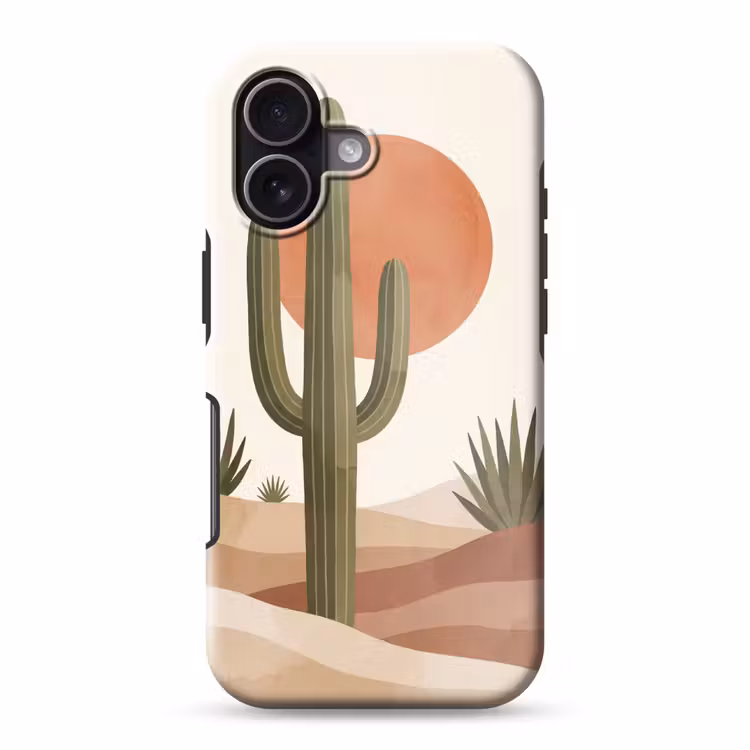 Cactus - Duinen - Modern - Landschap - Groen Toughcase MagSafe Apple iPhone 17 klein -3d
