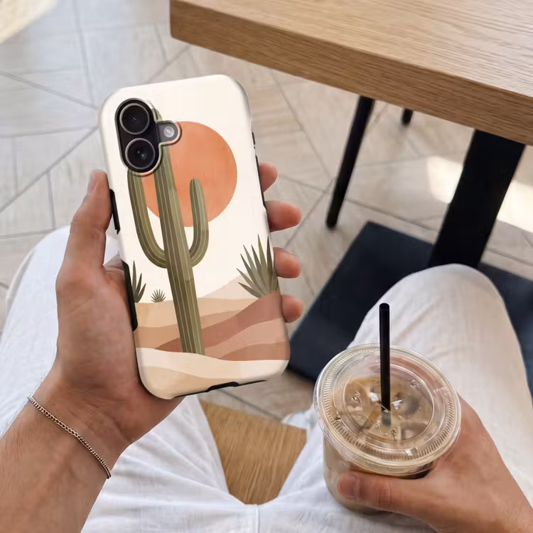 Cactus - Duinen - Modern - Landschap - Groen Toughcase MagSafe Apple iPhone 17 klein -Sfeer1M