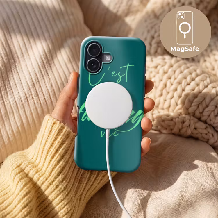 c'est la fucking vie - Groen - Handgeschreven Toughcase MagSafe Apple iPhone 17 klein -USP_MagsafeV
