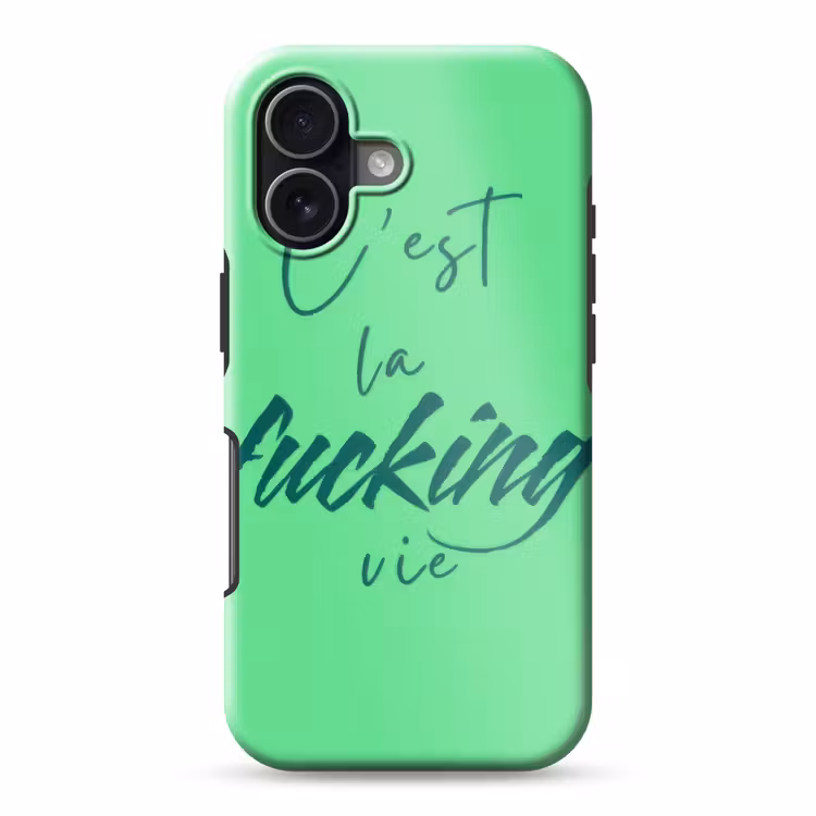 c'est la fucking vie - Groen - Penseelstijl Toughcase MagSafe Apple iPhone 17 klein -3d
