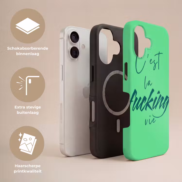 c'est la fucking vie - Groen - Penseelstijl Toughcase MagSafe Apple iPhone 17 klein -USP_Lagen_NL
