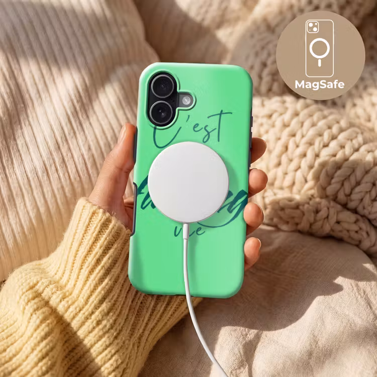 c'est la fucking vie - Groen - Penseelstijl Toughcase MagSafe Apple iPhone 17 klein -USP_MagsafeV