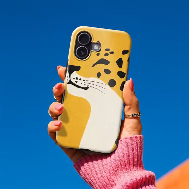 Cheetah - Illustratie - Geel Toughcase MagSafe Apple iPhone 17 klein -Sfeer1V