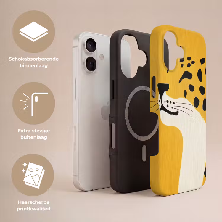 Cheetah - Illustratie - Geel Toughcase MagSafe Apple iPhone 17 klein -USP_Lagen_NL