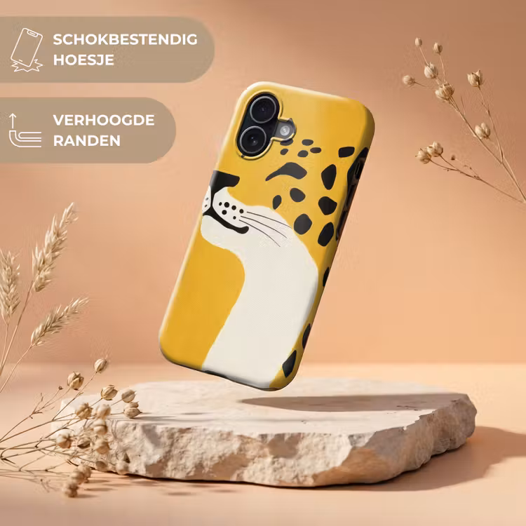 Cheetah - Illustratie - Geel Toughcase MagSafe Apple iPhone 17 klein -USP_RandenV_NL