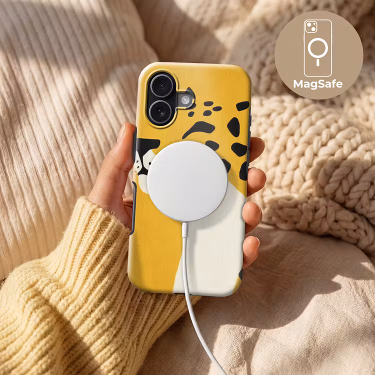 Cheetah - Illustratie - Geel Toughcase MagSafe Apple iPhone 17 klein -USP_MagsafeV