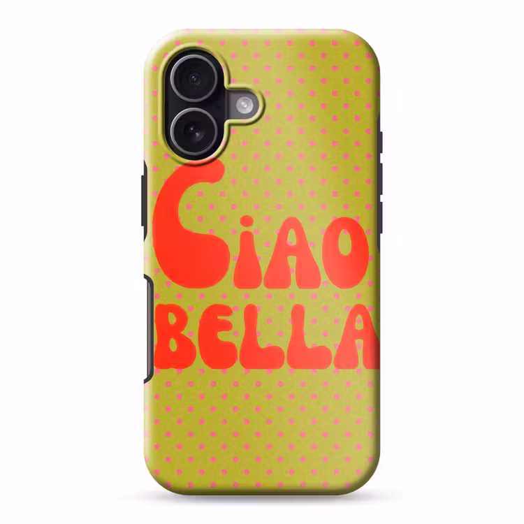 Ciao bella - Rood - Groen - Stippen Toughcase MagSafe Apple iPhone 17 klein -3d