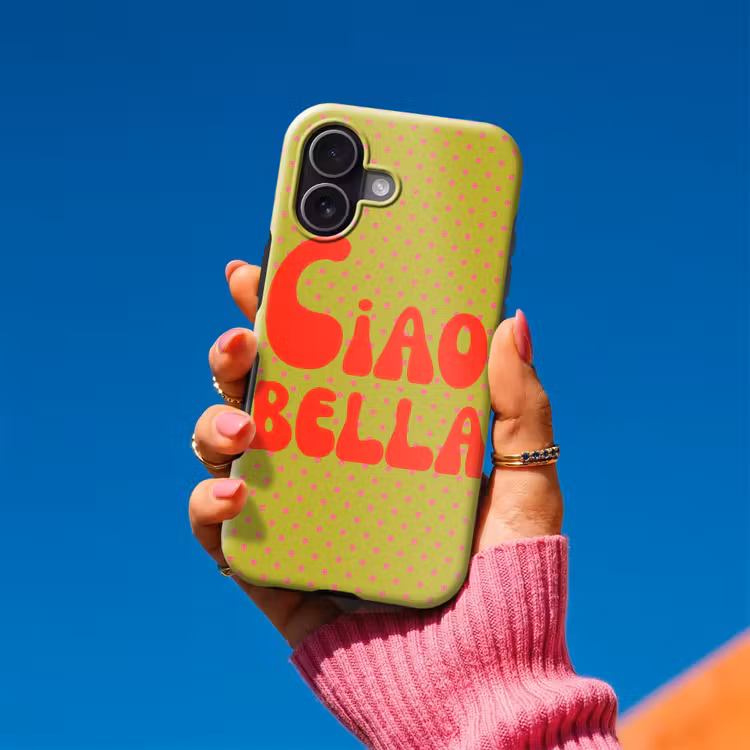 Ciao bella - Rood - Groen - Stippen Toughcase MagSafe Apple iPhone 17 klein -Sfeer1V