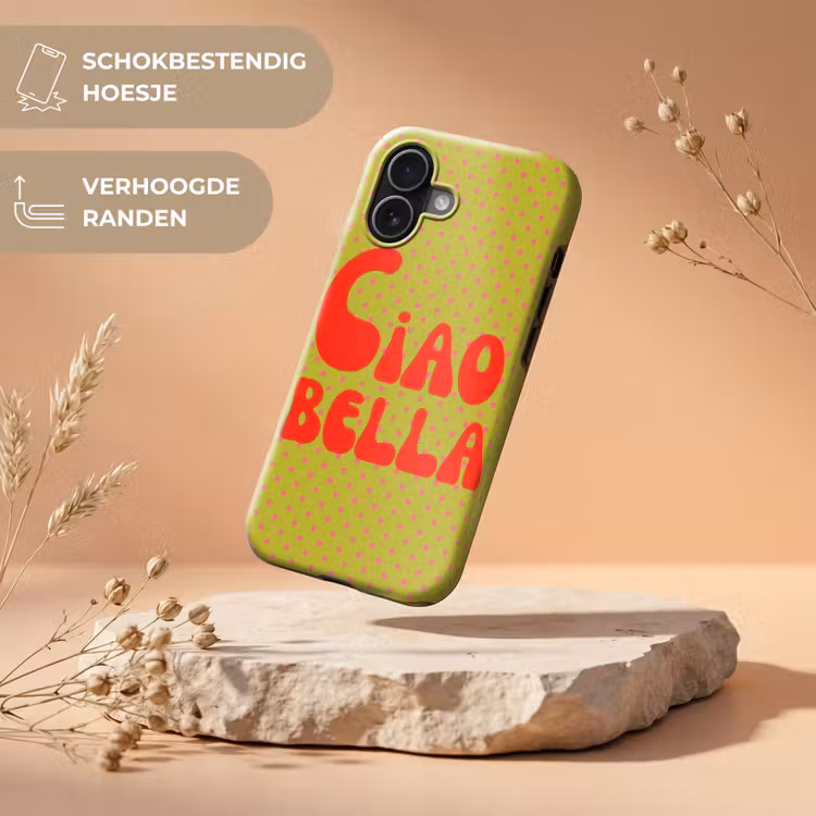Ciao bella - Rood - Groen - Stippen Toughcase MagSafe Apple iPhone 17 klein -USP_RandenV_NL