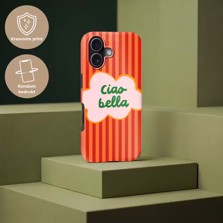 Ciao bella - Tekstwolk - Strepen - Oranje Toughcase MagSafe Apple iPhone 17 klein -USP_PrintM_NL
