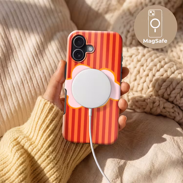 Ciao bella - Tekstwolk - Strepen - Oranje Toughcase MagSafe Apple iPhone 17 klein -USP_MagsafeV