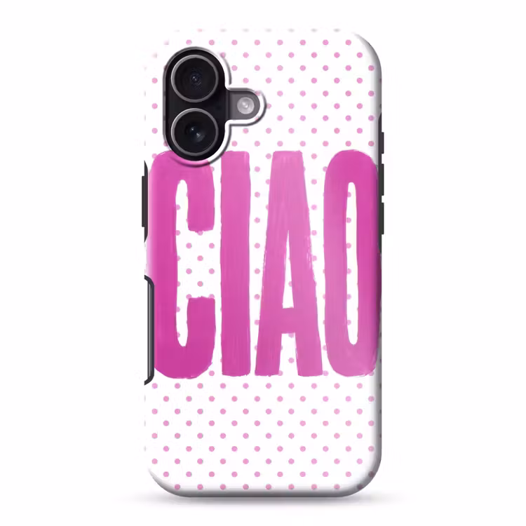 Ciao - Stippen - Roze - Wit Toughcase MagSafe Apple iPhone 17 klein -3d