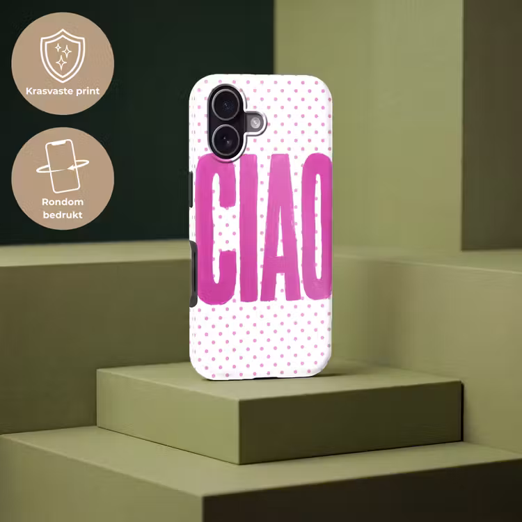 Ciao - Stippen - Roze - Wit Toughcase MagSafe Apple iPhone 17 klein -USP_PrintM_NL