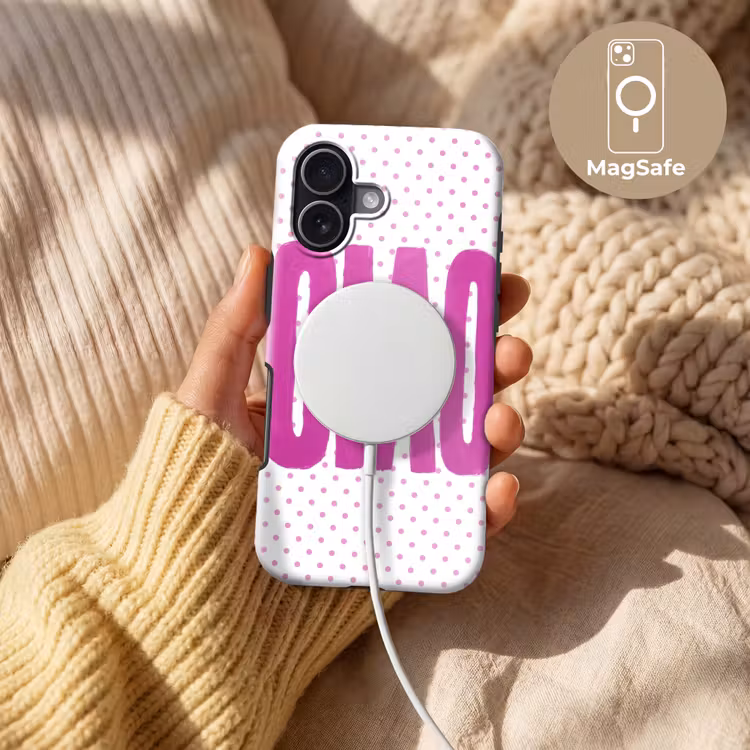 Ciao - Stippen - Roze - Wit Toughcase MagSafe Apple iPhone 17 klein -USP_MagsafeV