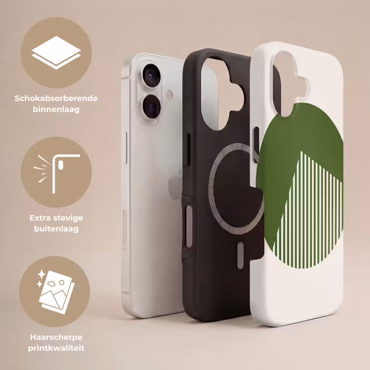 Cirkel - Strepen - Geometrisch - Abstract - Groen Toughcase MagSafe Apple iPhone 17 klein -USP_Lagen_NL