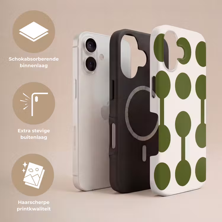 Cirkels - Geometrisch - Abstract - Modern - Groen Toughcase MagSafe Apple iPhone 17 klein -USP_Lagen_NL