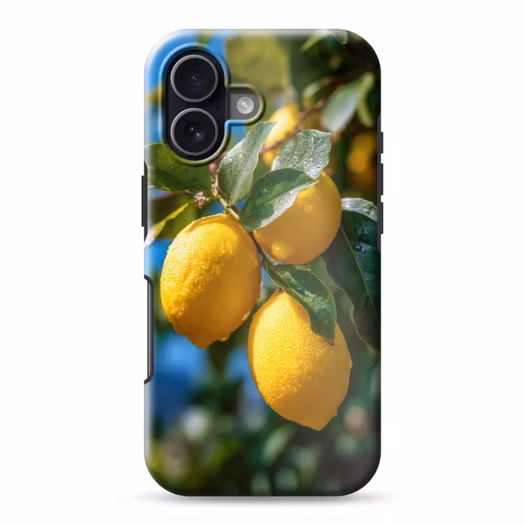 Citroenen - Bladeren - Blauwe lucht Toughcase MagSafe Apple iPhone 17 klein -3d