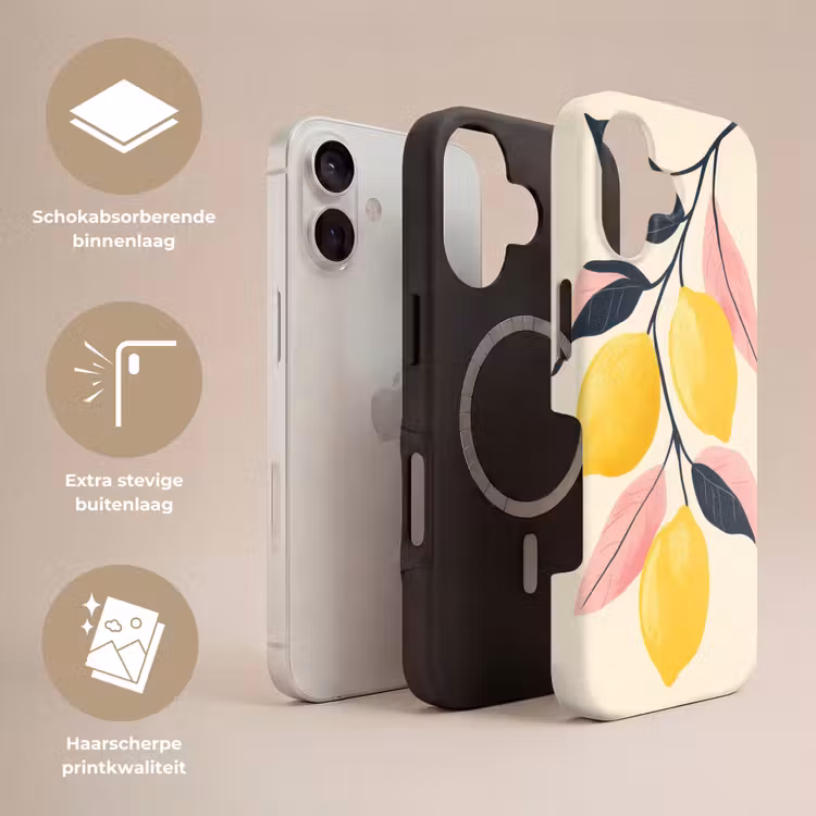 Citroenen - Felgeel - Tak - Bladeren Toughcase MagSafe Apple iPhone 17 klein -USP_Lagen_NL