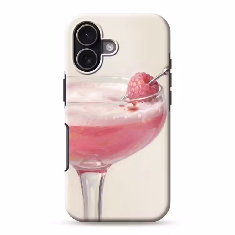 Cocktail - Framboos - Drank - Modern - Roze Toughcase MagSafe Apple iPhone 17 klein -3d