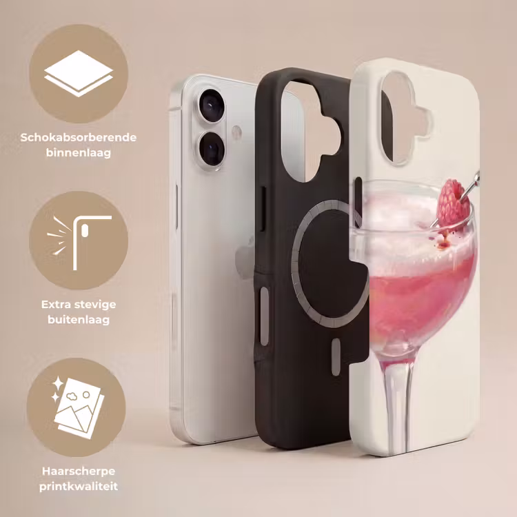 Cocktail - Framboos - Drank - Modern - Roze Toughcase MagSafe Apple iPhone 17 klein -USP_Lagen_NL