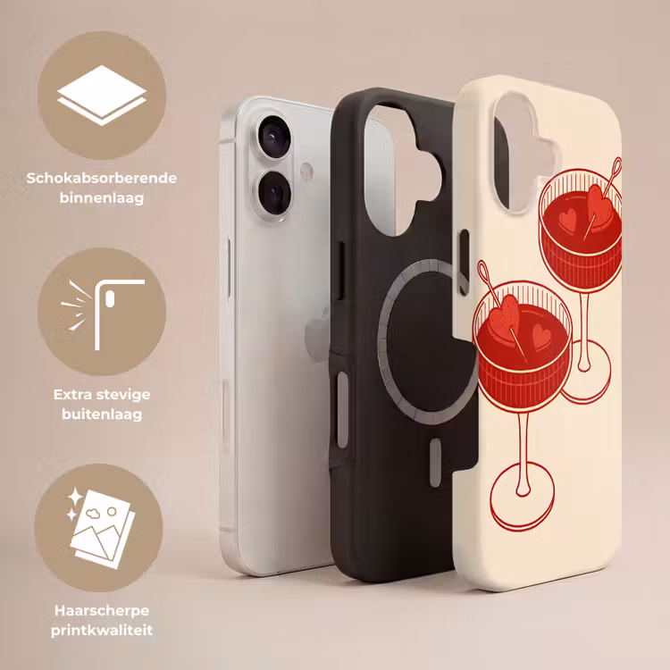 Cocktail - Hartjes - Liefde - Illustratie - Rood Toughcase MagSafe Apple iPhone 17 klein -USP_Lagen_NL