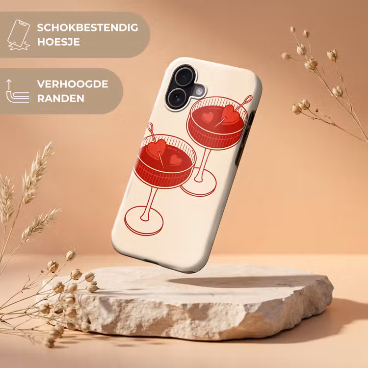 Cocktail - Hartjes - Liefde - Illustratie - Rood Toughcase MagSafe Apple iPhone 17 klein -USP_RandenV_NL