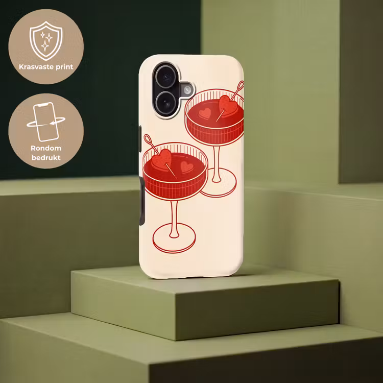 Cocktail - Hartjes - Liefde - Illustratie - Rood Toughcase MagSafe Apple iPhone 17 klein -USP_PrintM_NL
