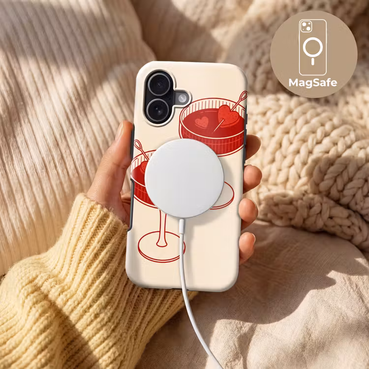 Cocktail - Hartjes - Liefde - Illustratie - Rood Toughcase MagSafe Apple iPhone 17 klein -USP_MagsafeV