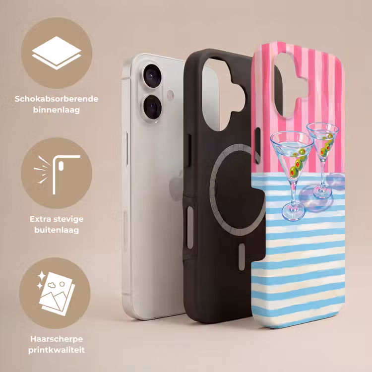 Cocktail - Olijven - Kunst - Modern - Roze Toughcase MagSafe Apple iPhone 17 klein -USP_Lagen_NL