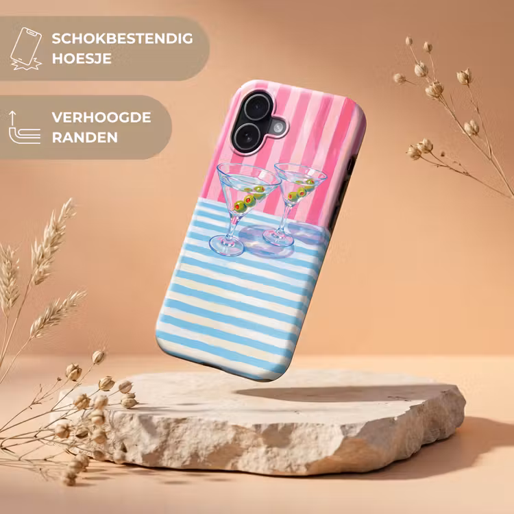 Cocktail - Olijven - Kunst - Modern - Roze Toughcase MagSafe Apple iPhone 17 klein -USP_RandenV_NL