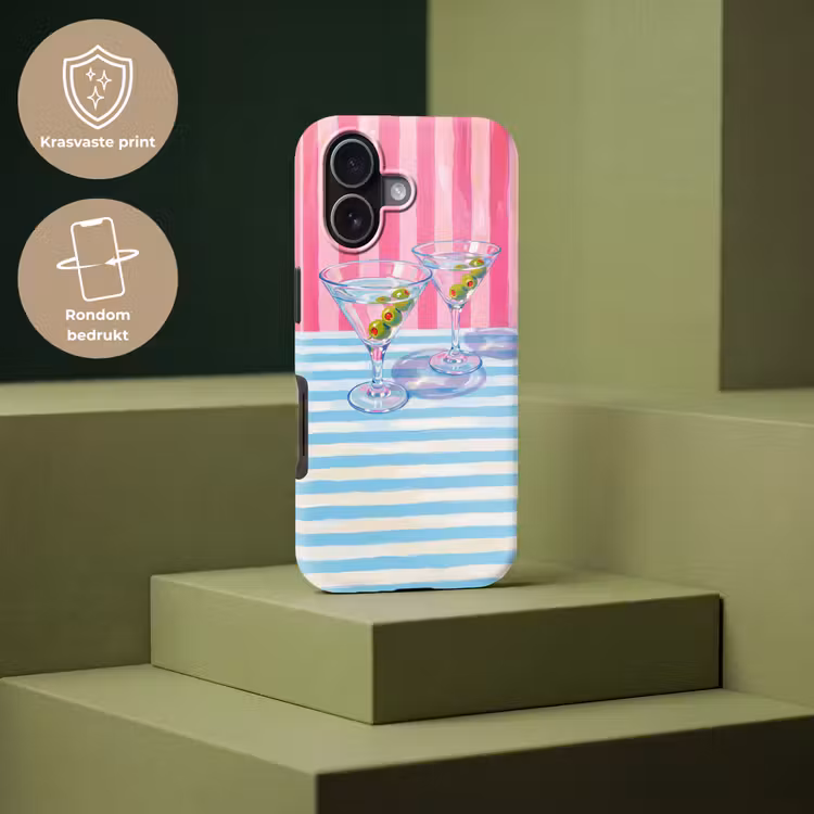 Cocktail - Olijven - Kunst - Modern - Roze Toughcase MagSafe Apple iPhone 17 klein -USP_PrintM_NL