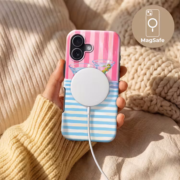 Cocktail - Olijven - Kunst - Modern - Roze Toughcase MagSafe Apple iPhone 17 klein -USP_MagsafeV